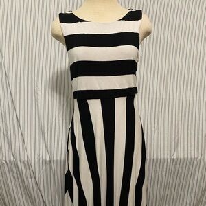Ariella Black and White Striped Midi Dress